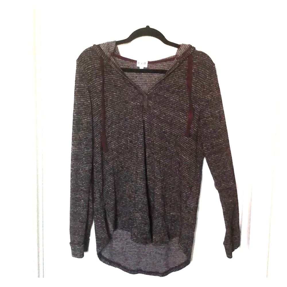 V Neck Hooded Pullover